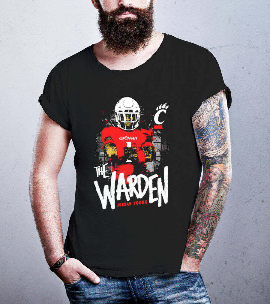 The Warden Jordan Young Cincinnati Bearcats Football Guardianship T-Shirt