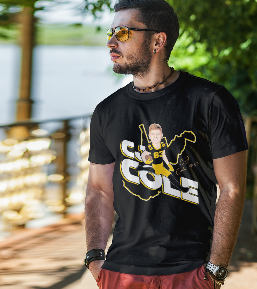 CJ Cole #83 West Virginia Football Player Caricature Signature T-Shirt