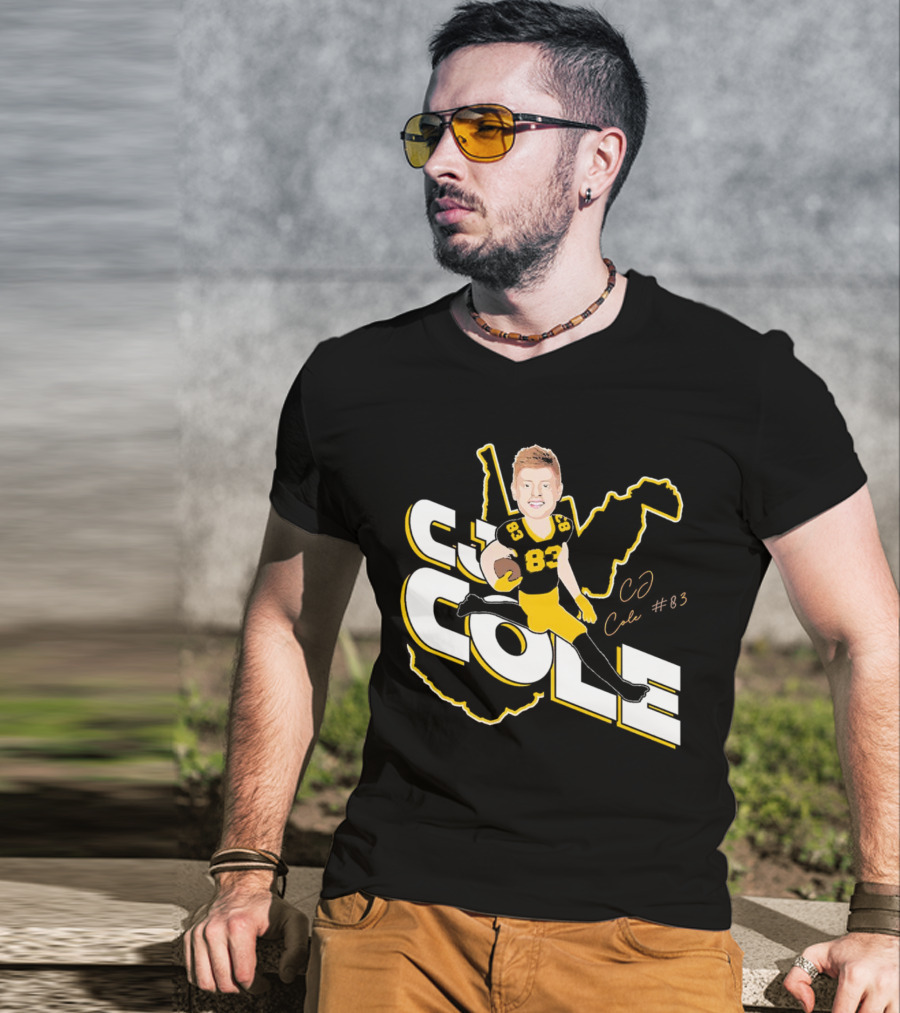 CJ Cole #83 West Virginia Football Player Caricature Signature T-Shirt