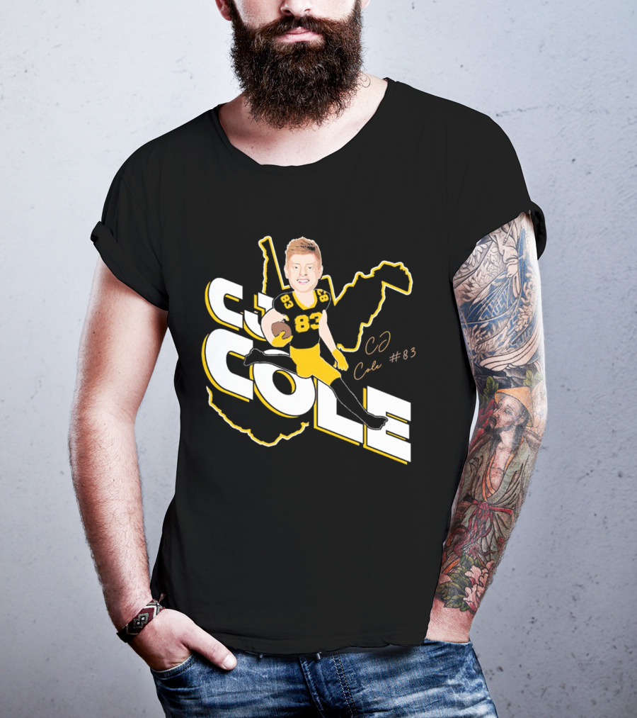 CJ Cole #83 West Virginia Football Player Caricature Signature T-Shirt