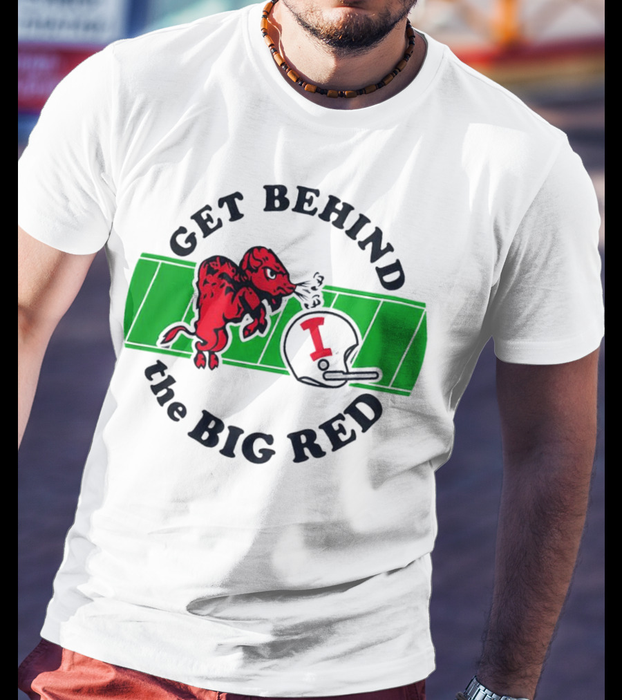 Get Behind The Big Red Indiana Hoosiers Football Helmet And Dog T-Shirt
