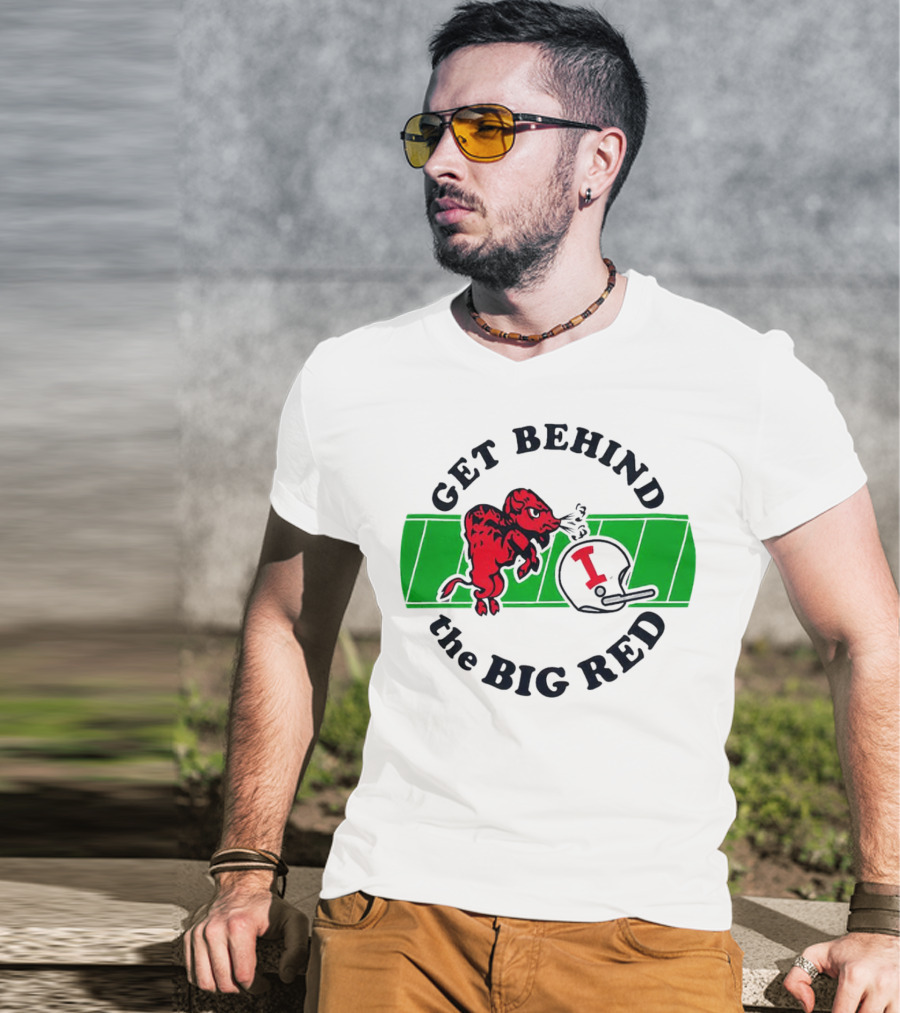 Get Behind The Big Red Indiana Hoosiers Football Helmet And Dog T-Shirt
