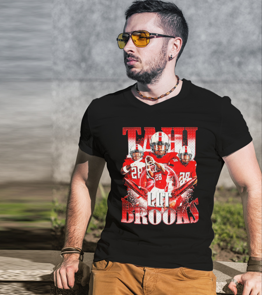 Tahj Brooks LLT Texas Tech Red Raiders Football Vintage Player Number 28 T-Shirt