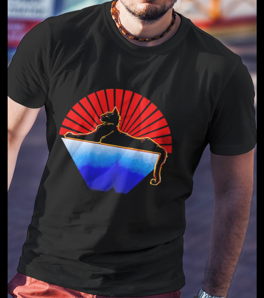 Cats Under The Stars Sphinx With Rising Sun And Tricolor Pyramid T-Shirt