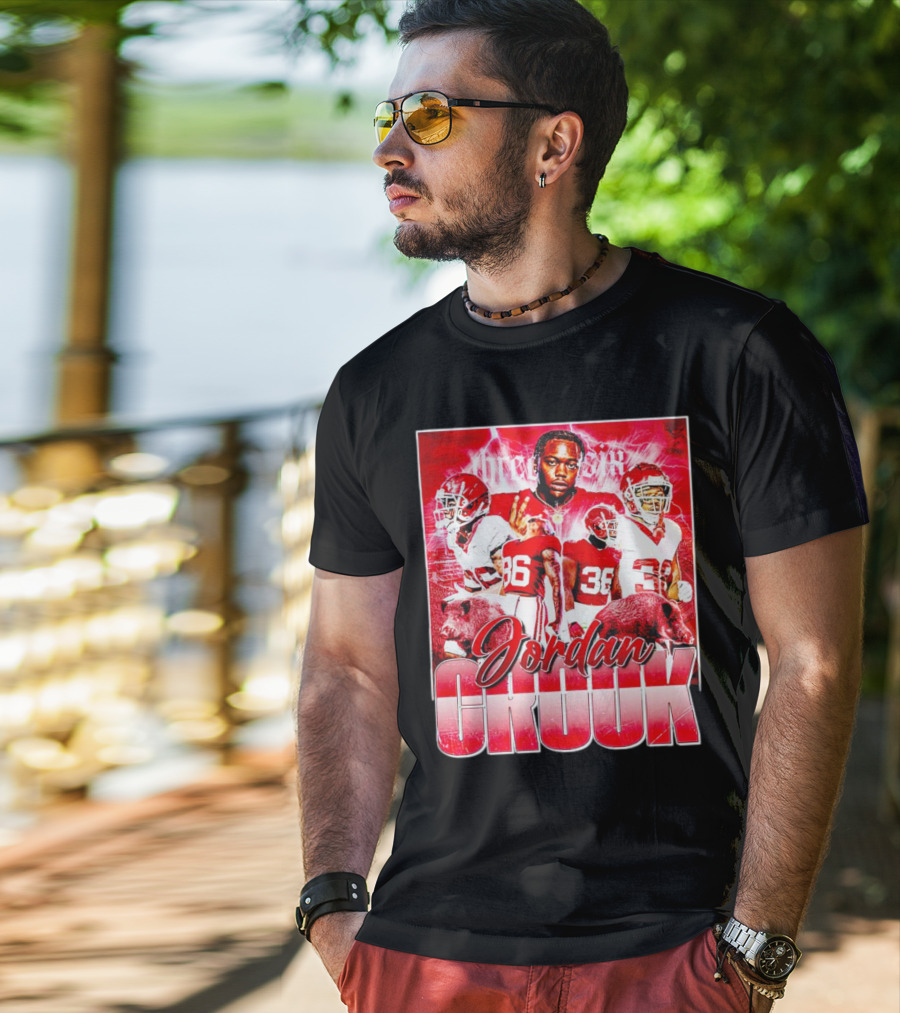 Jordan Crook Arkansas Razorbacks Football Vintage Collage T-Shirt