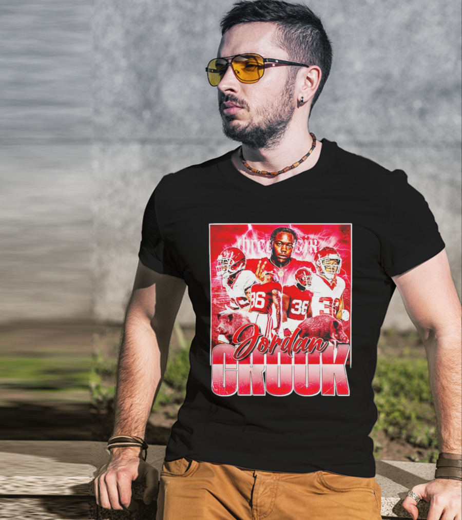 Jordan Crook Arkansas Razorbacks Football Vintage Collage T-Shirt