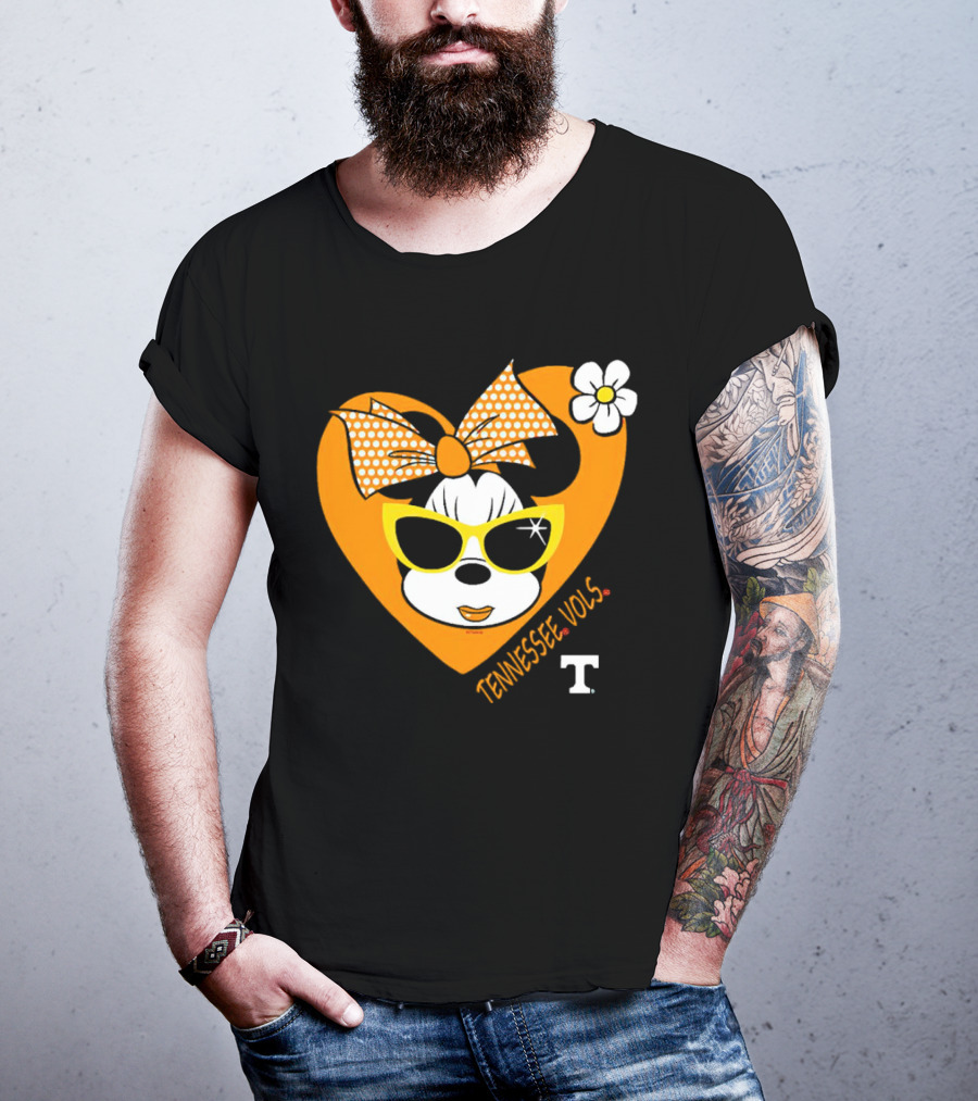 Minnie Mouse Tennessee Vols Heart And Sunglasses Fan T-Shirt