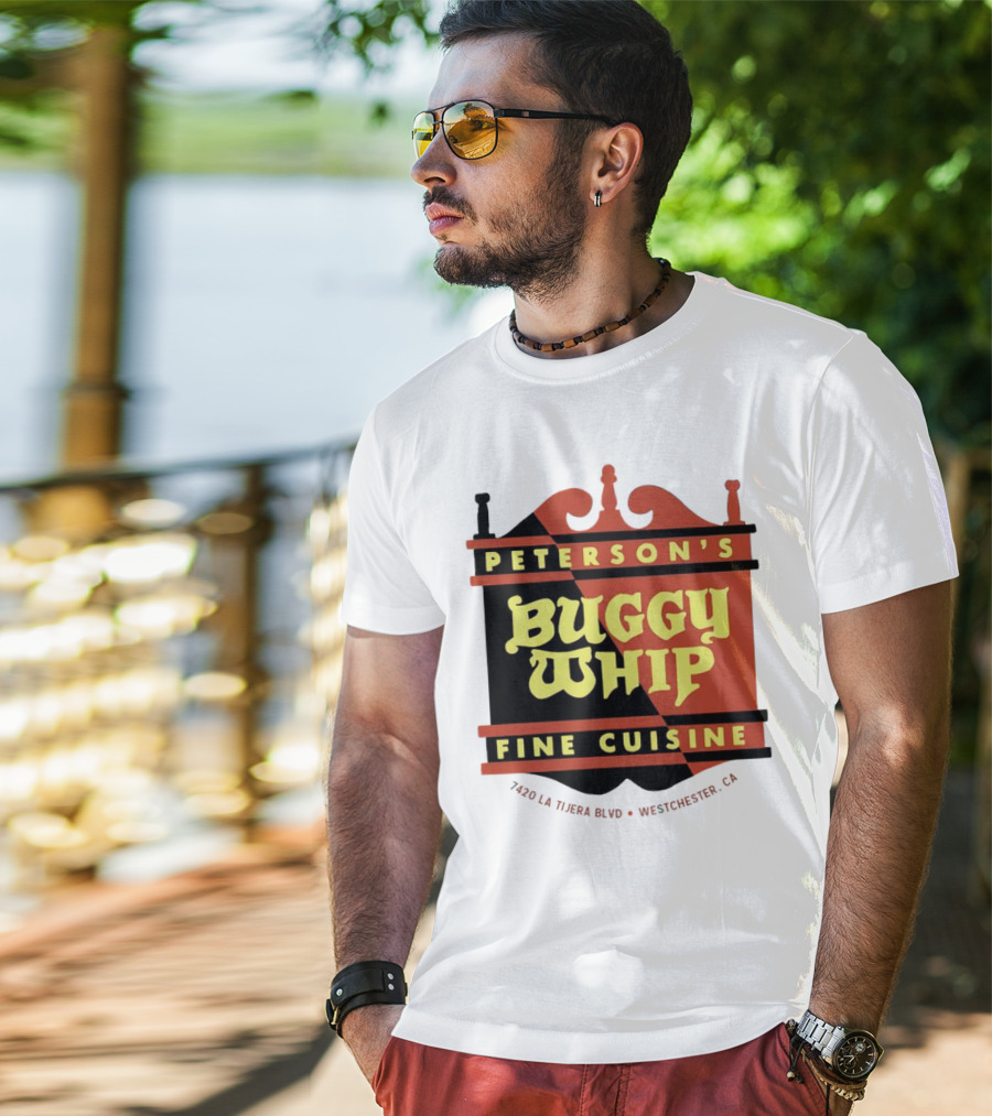 Peterson's Buggy Whip Fine Cuisine Westchester CA 7420 La Tijera Blvd Vintage Restaurant T-Shirt