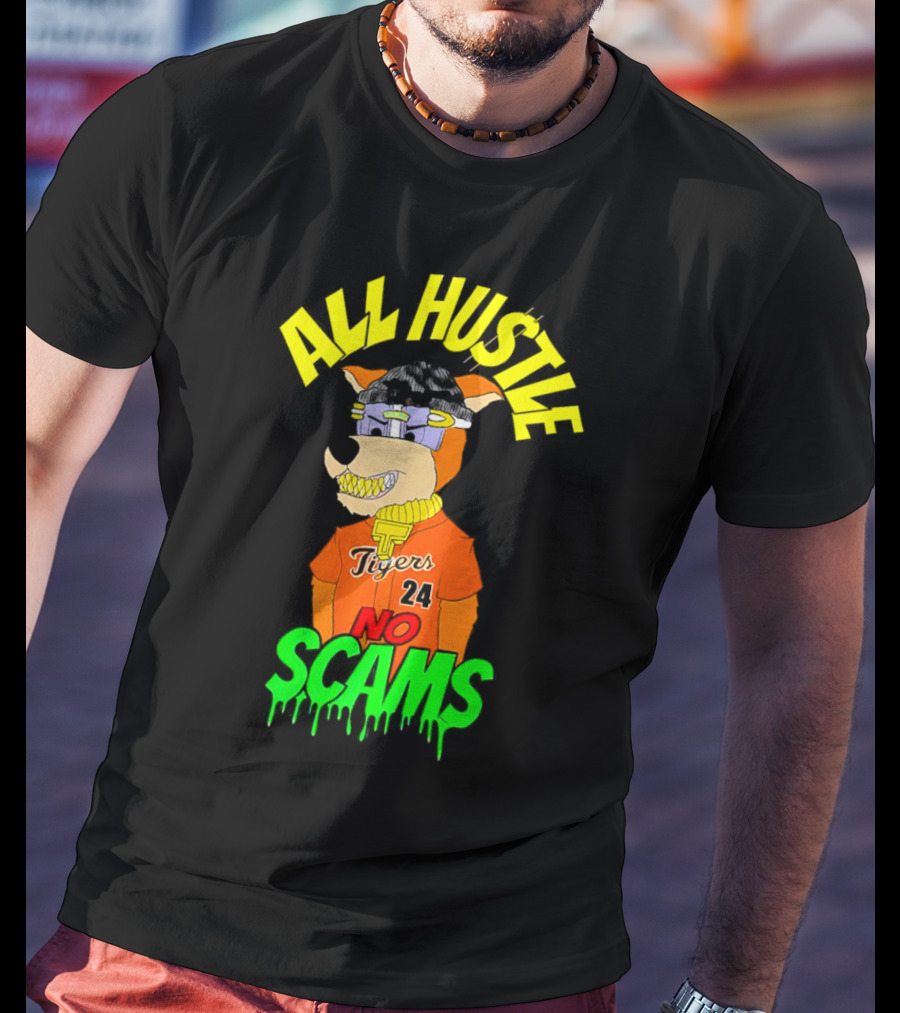 All Hustle No Scams Tigers 24 Cartoon Character T-Shirt