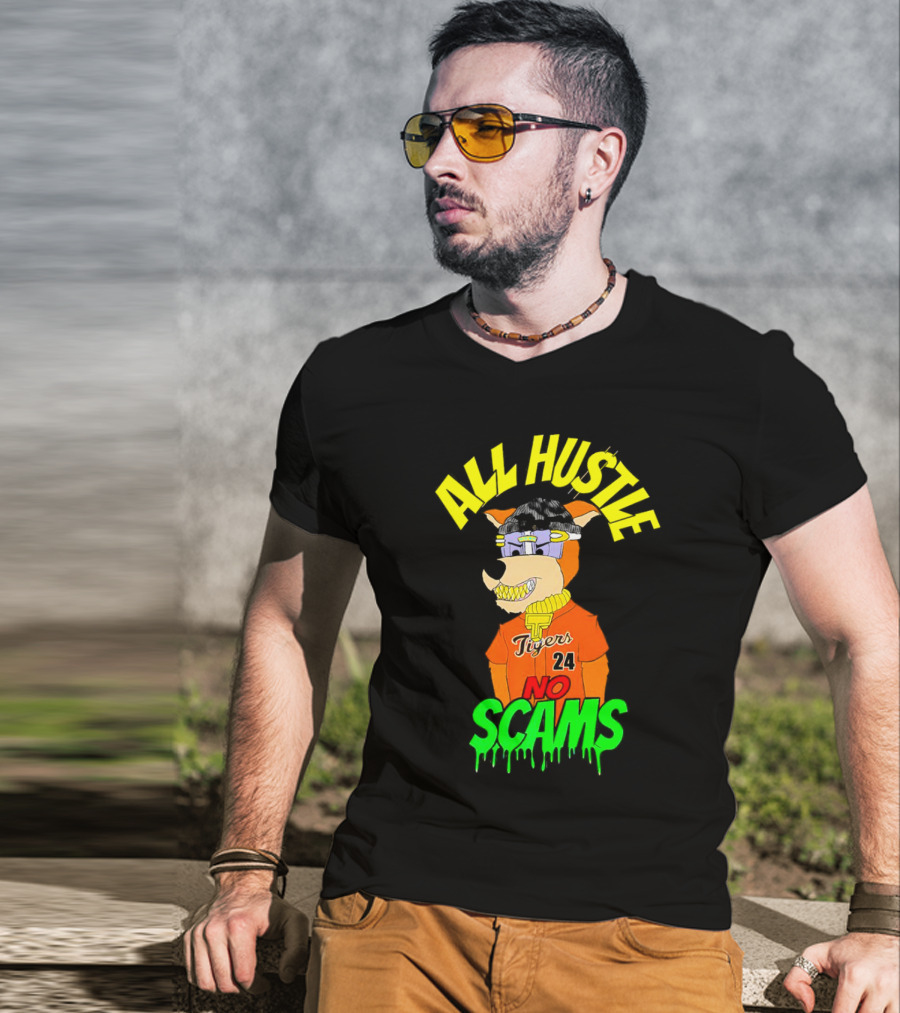 All Hustle No Scams Tigers 24 Cartoon Character T-Shirt