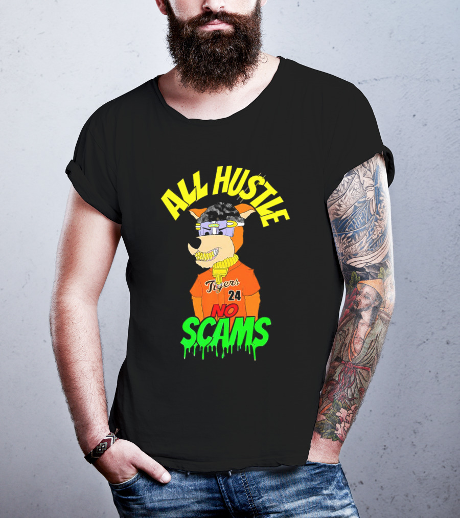 All Hustle No Scams Tigers 24 Cartoon Character T-Shirt