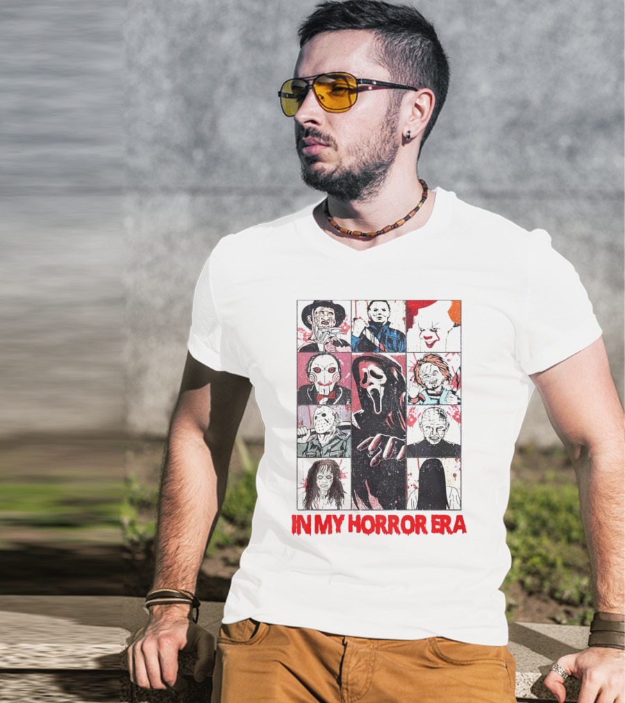 In My Horror Era Ghostface Freddy Krueger Michael Myers Pennywise Jason Chucky Pinhead Sadako Samara T-Shirt