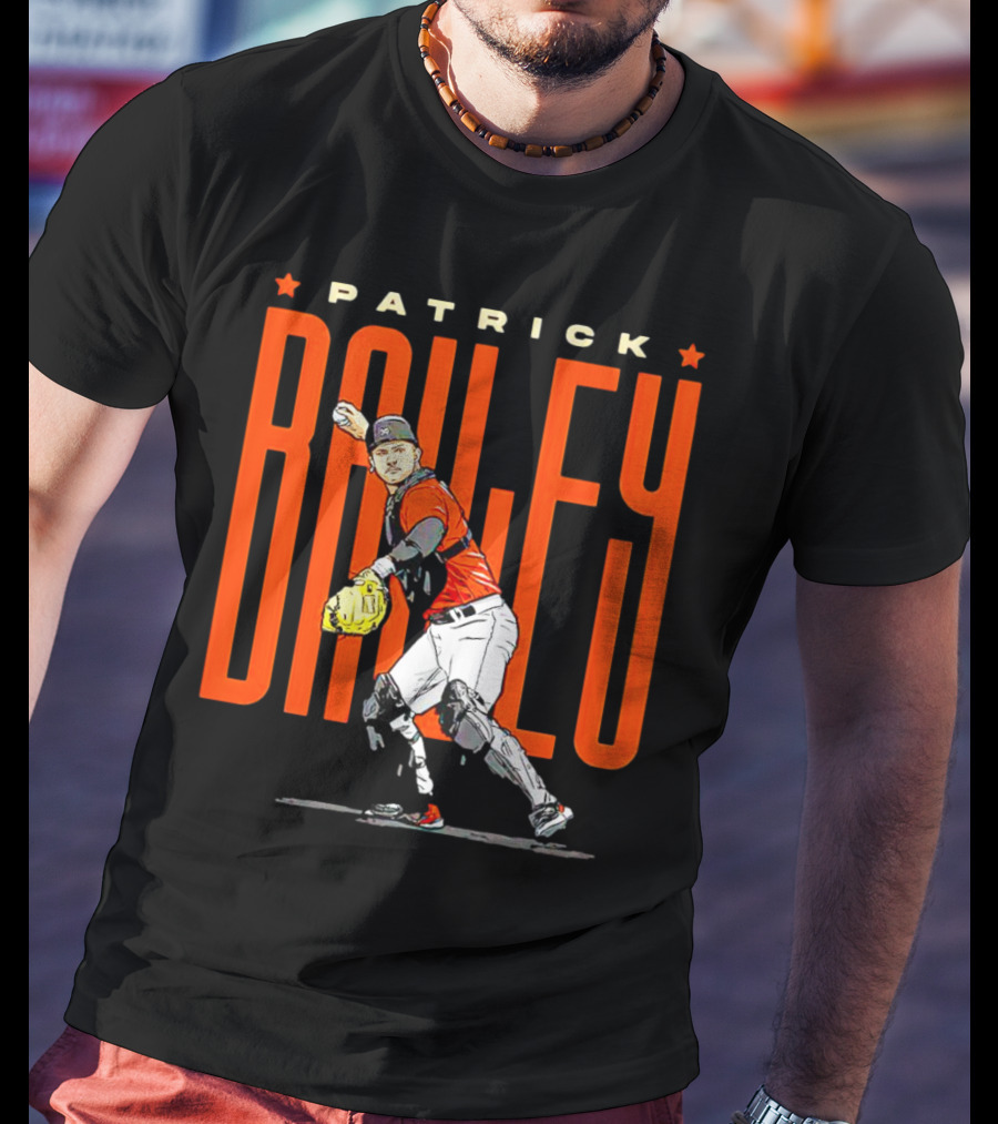 Patrick Bailey Baseball Player Illustration With Orioles Colors T-Shirt
