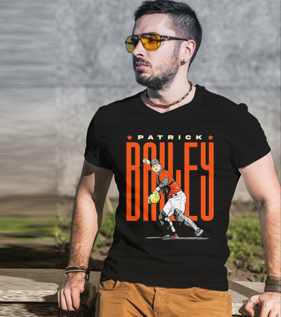 Patrick Bailey Baseball Player Illustration With Orioles Colors T-Shirt