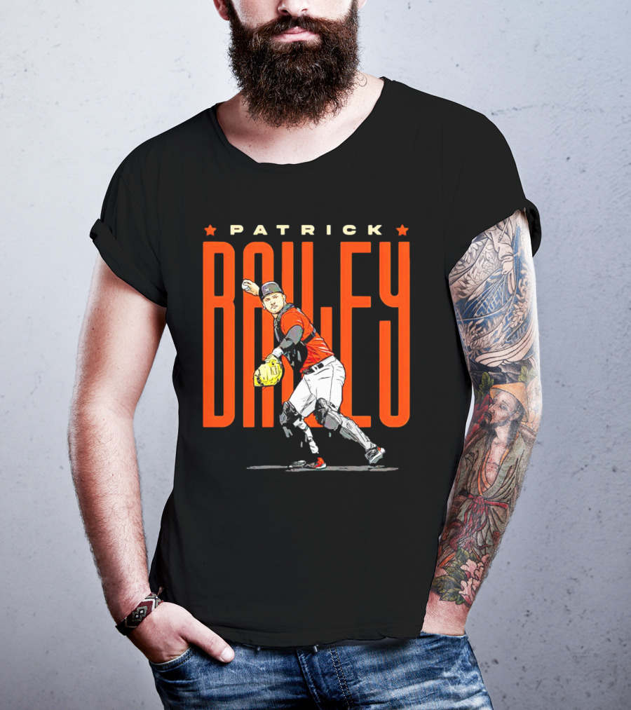 Patrick Bailey Baseball Player Illustration With Orioles Colors T-Shirt