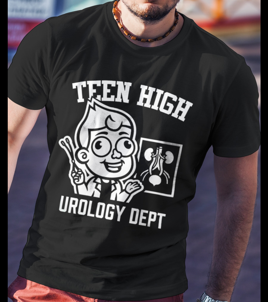 Teen High Urology Dept Cartoon Boy With Medical Chart T-Shirt
