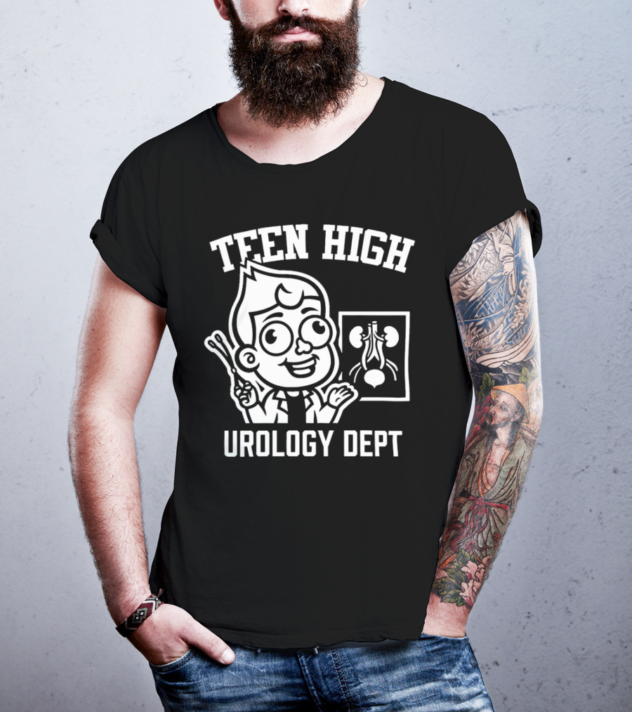 Teen High Urology Dept Cartoon Boy With Medical Chart T-Shirt