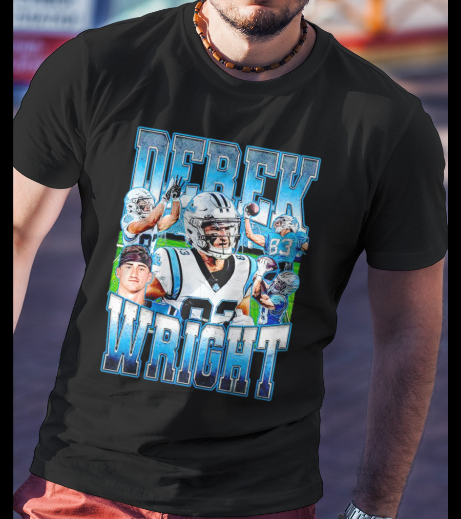 Derek Wright 83 Carolina Panthers Vintage Football T-Shirt