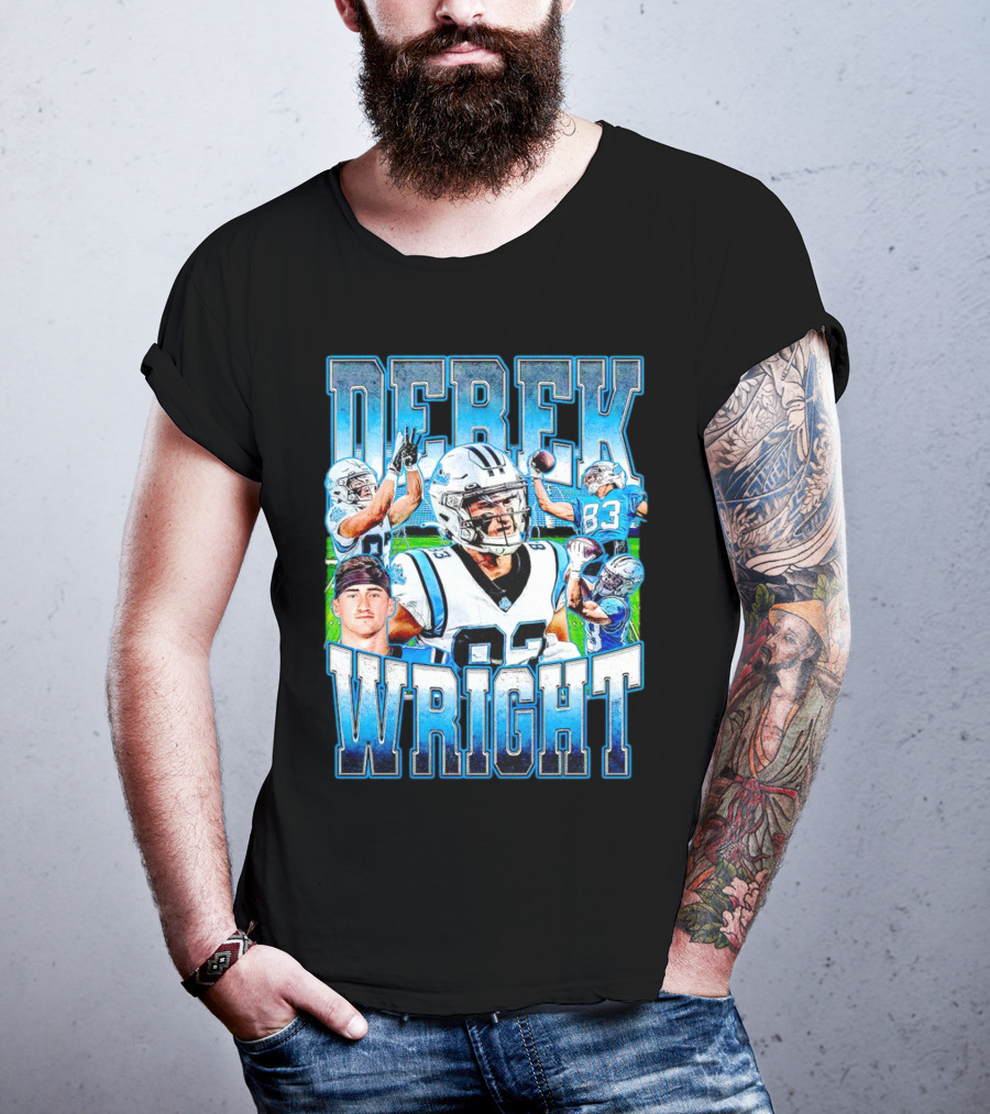 Derek Wright 83 Carolina Panthers Vintage Football T-Shirt