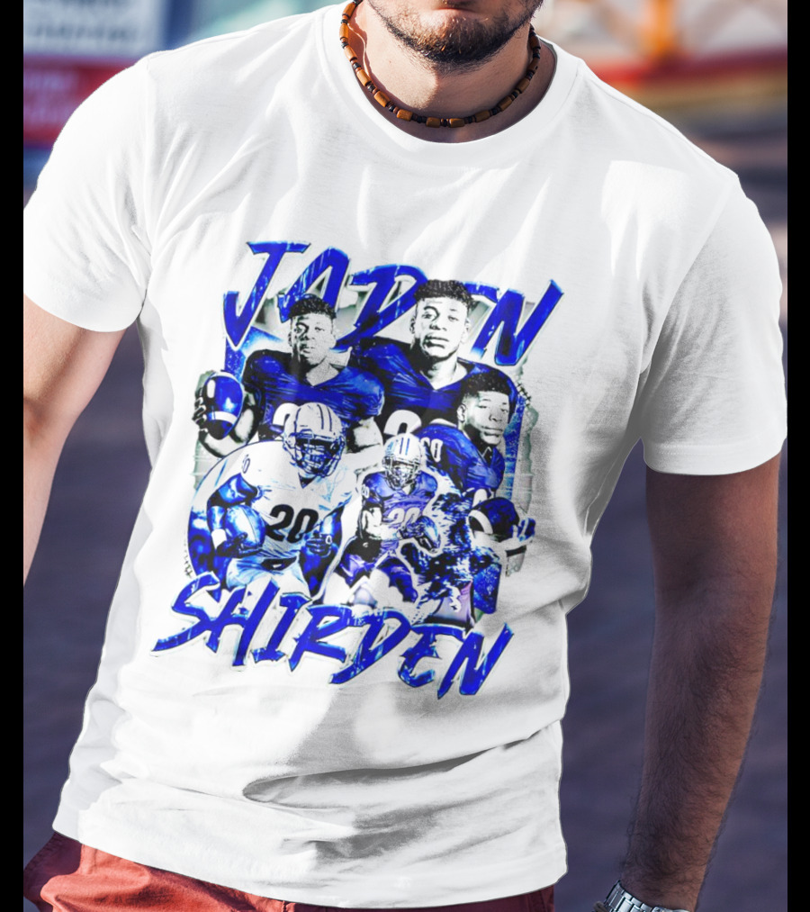 Jaden Shirden Monmouth Hawks Football Vintage Player Collage T-Shirt
