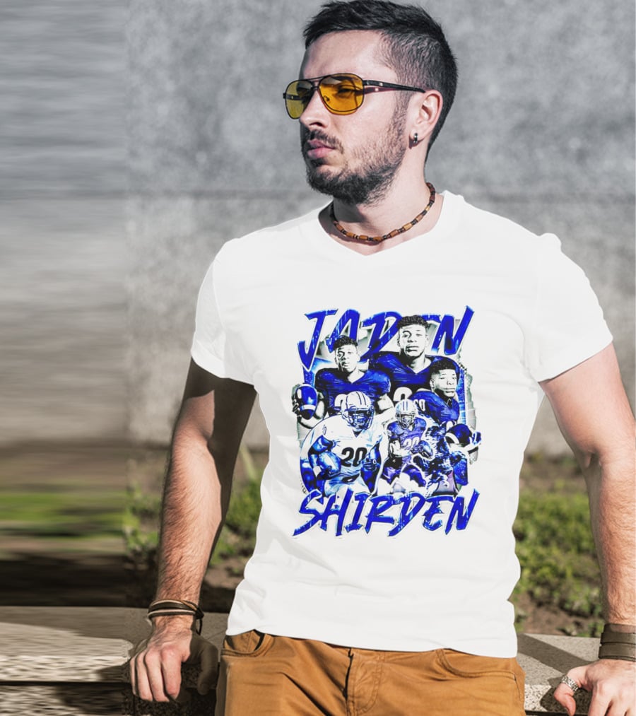Jaden Shirden Monmouth Hawks Football Vintage Player Collage T-Shirt