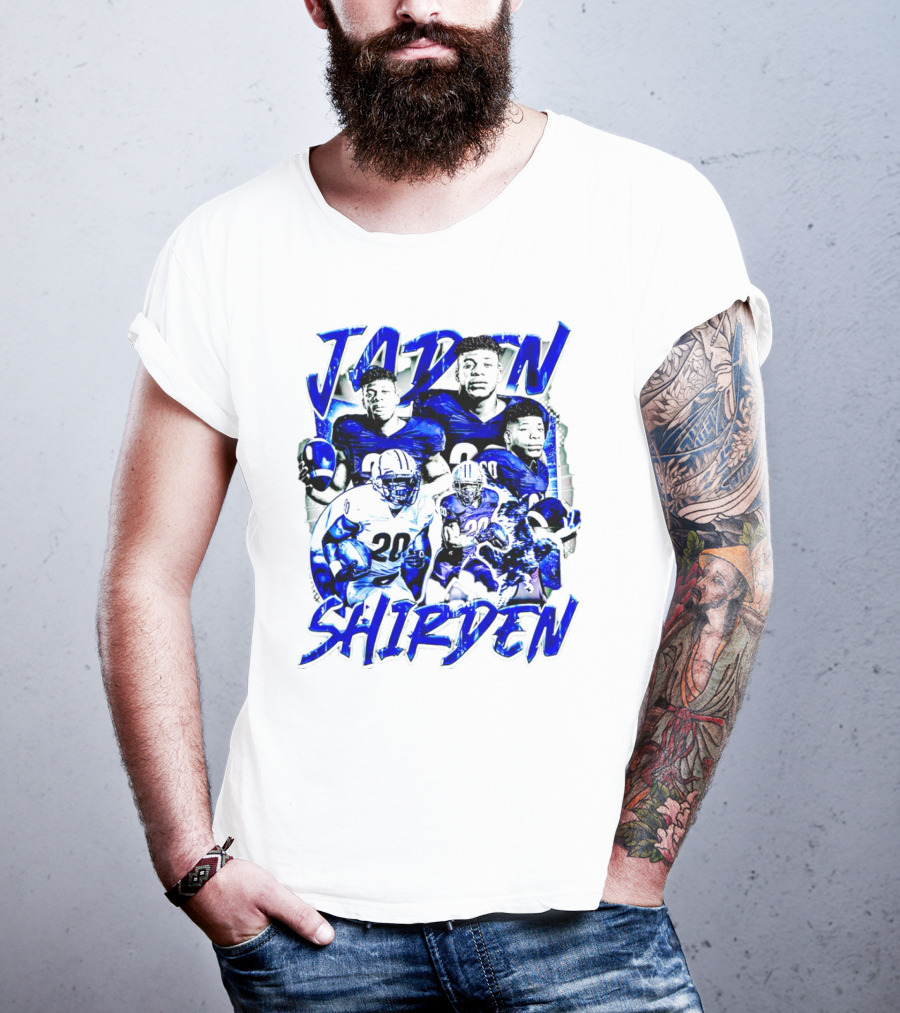 Jaden Shirden Monmouth Hawks Football Vintage Player Collage T-Shirt