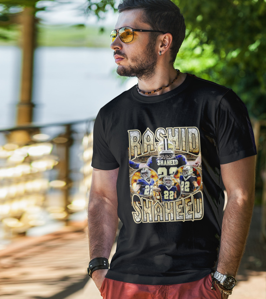 Rashid Shaheed 22 New Orleans Saints Vintage Football Collage T-Shirt