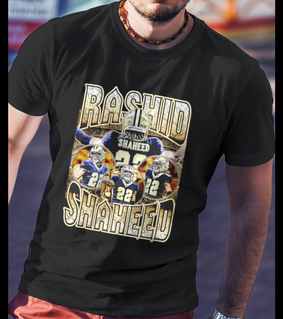 Rashid Shaheed 22 New Orleans Saints Vintage Football Collage T-Shirt