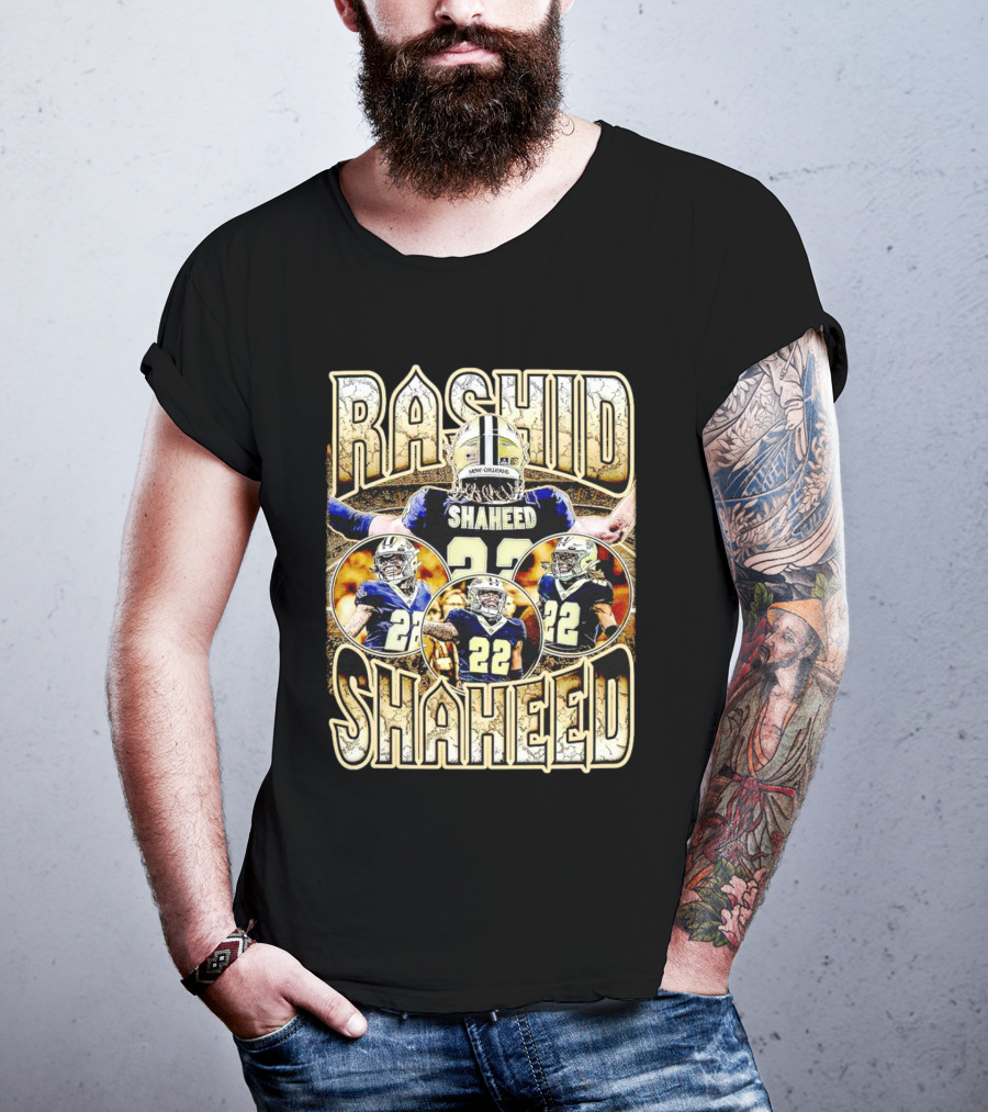 Rashid Shaheed 22 New Orleans Saints Vintage Football Collage T-Shirt