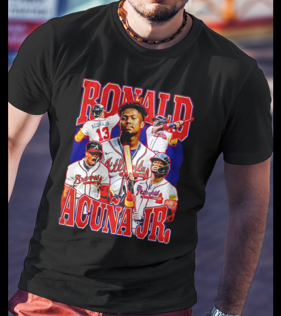 Ronald Acuña Jr Atlanta Braves Vintage Baseball Player Collage T-Shirt
