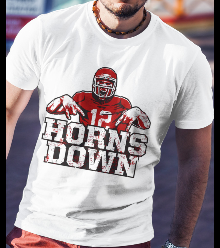 Horns Down 12 Houston Cougars Football T-Shirt
