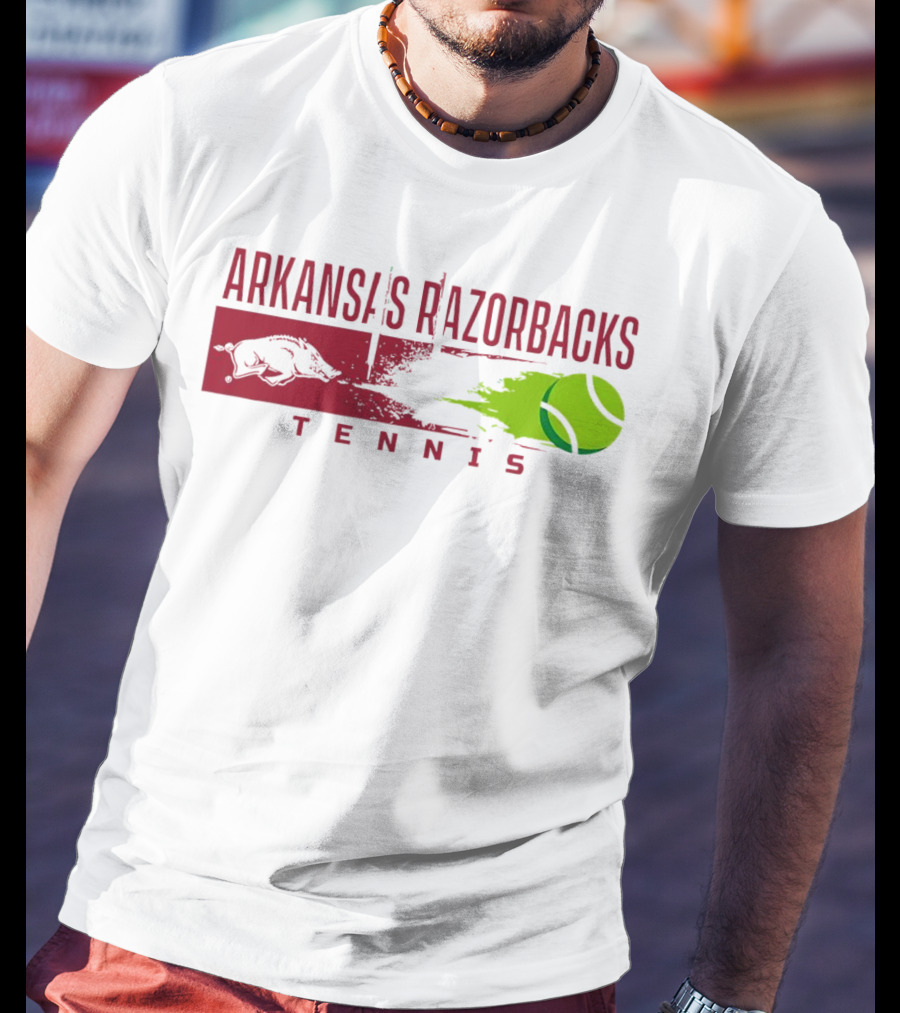Arkansas Razorbacks Tennis Neon Green Ball And Hog T-Shirt