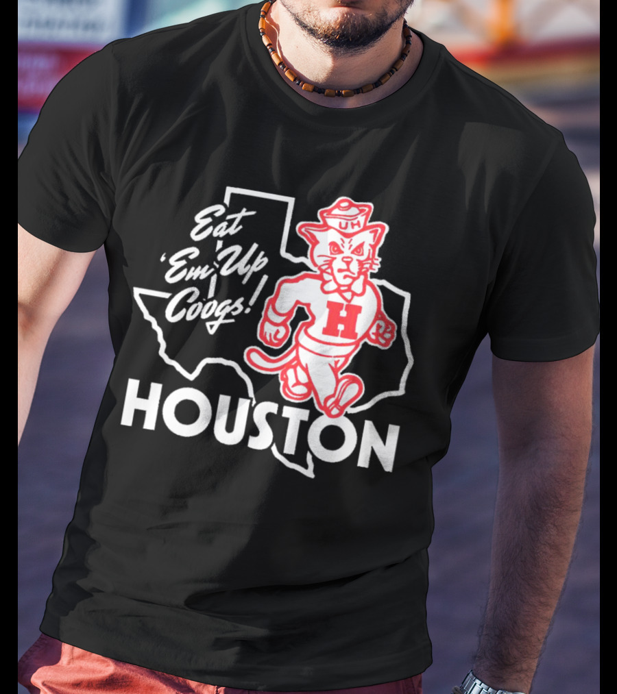 Houston Cougars Eat 'Em Up Coogs Texas State Mascot T-Shirt