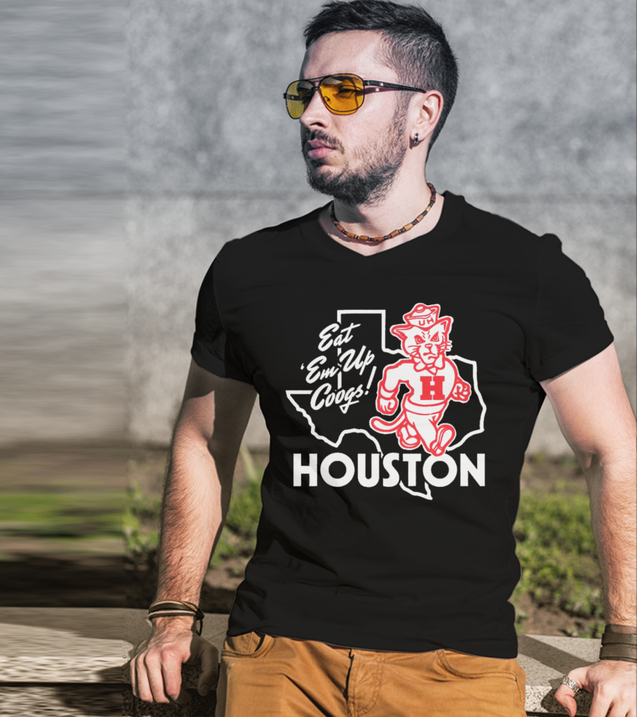 Houston Cougars Eat 'Em Up Coogs Texas State Mascot T-Shirt