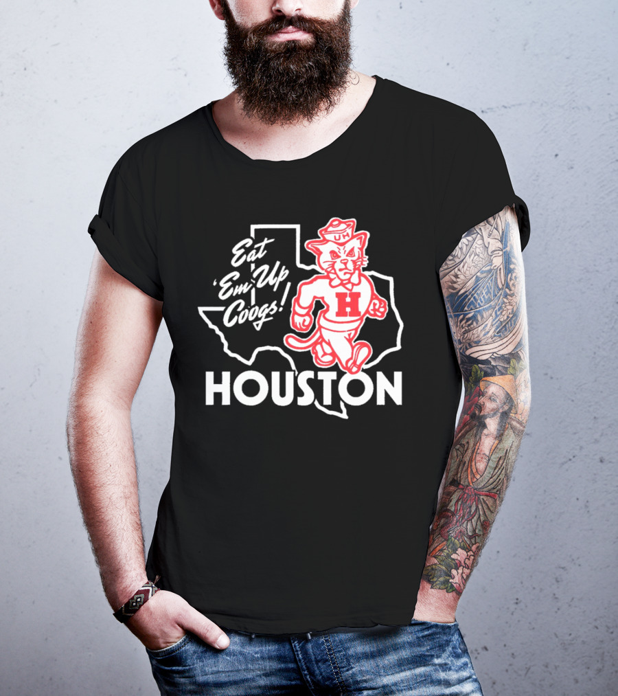 Houston Cougars Eat 'Em Up Coogs Texas State Mascot T-Shirt