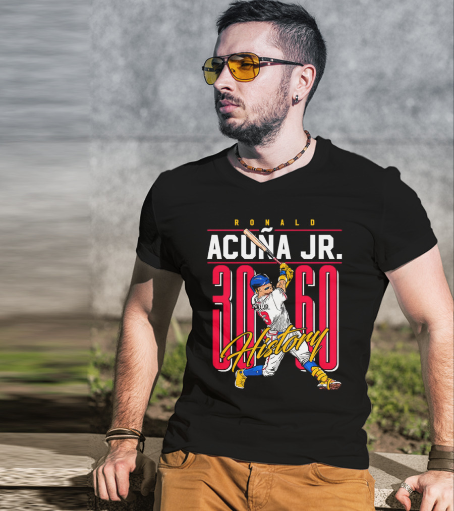 Ronald Acuña Jr. 30 60 History Atlanta Braves Baseball Iconic Achievement T-Shirt