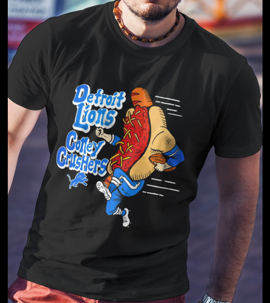 Detroit Lions Coney Crushers Football Hot Dog Dash T-Shirt