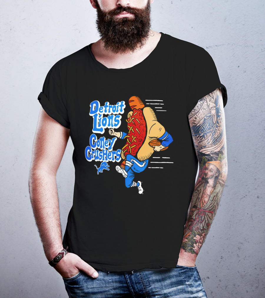 Detroit Lions Coney Crushers Football Hot Dog Dash T-Shirt