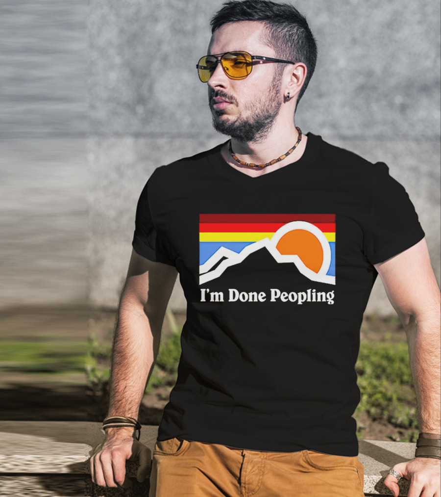 I'm Done Peopling Retro Mountain Sunset T-Shirt
