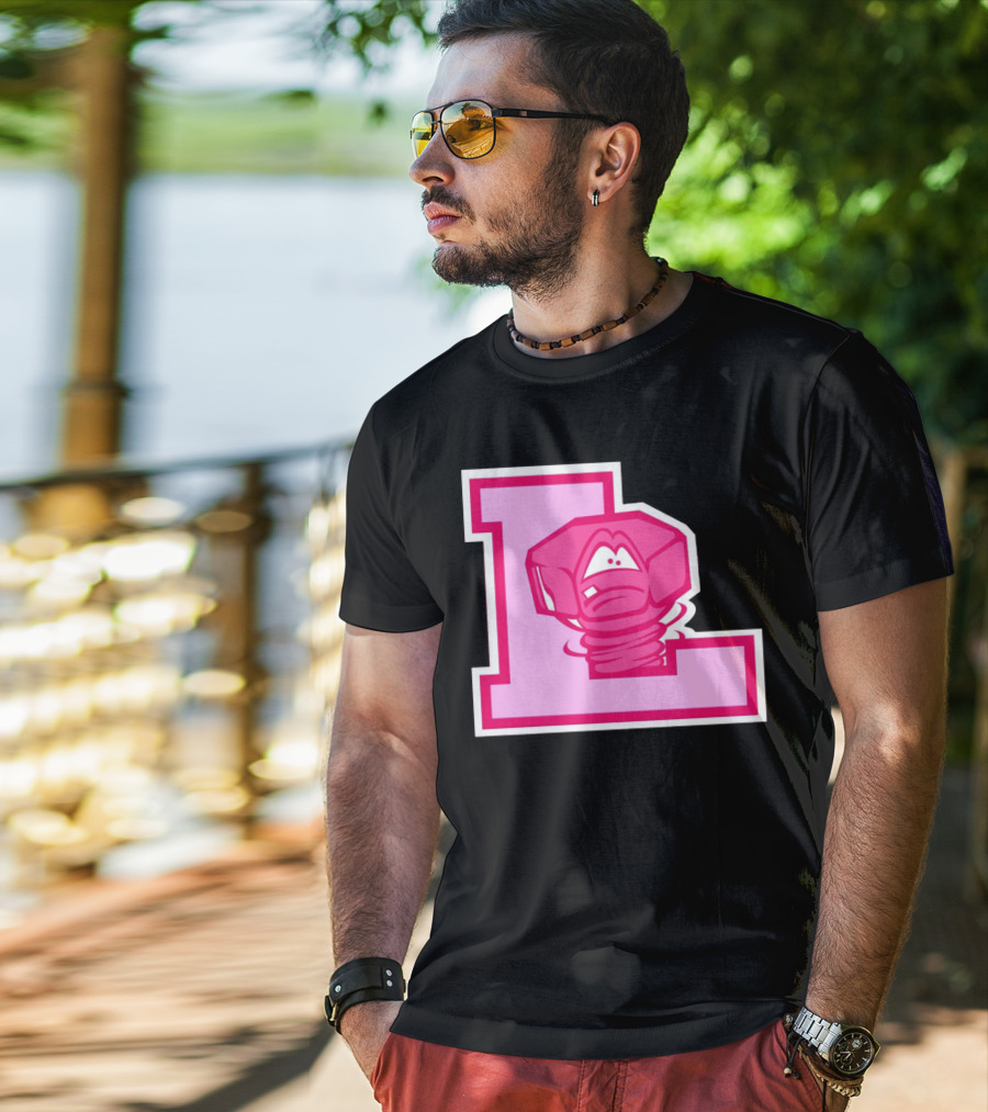 Lansing Lugnuts Pink L Logo Retro T-Shirt