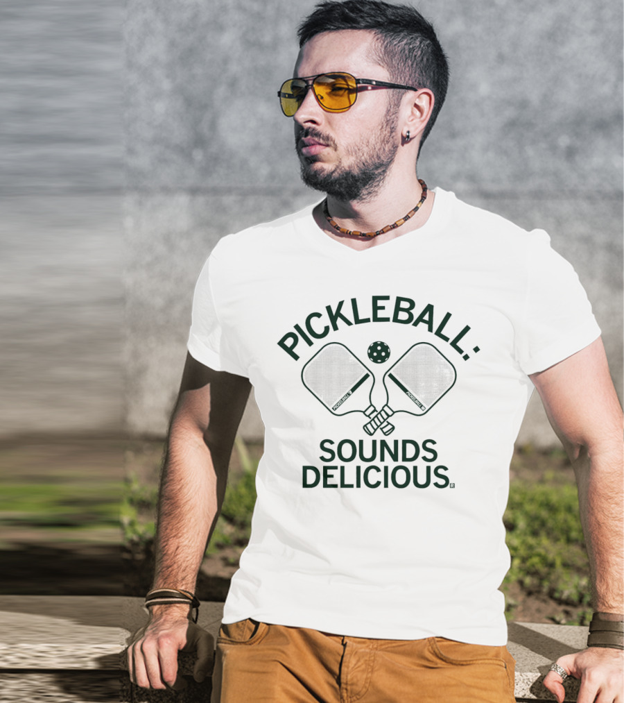 Pickleball Sounds Delicious Paddles And Ball T-Shirt