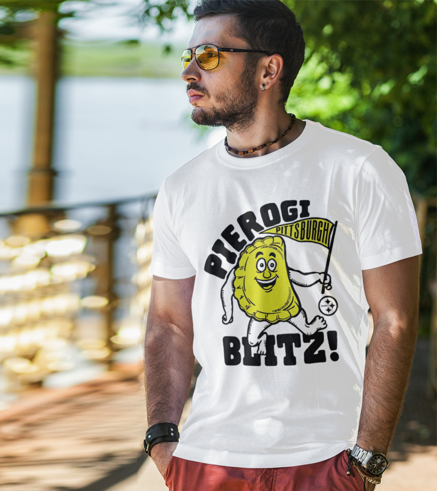 Pittsburgh Pierogi Blitz Steelers Flag T-Shirt