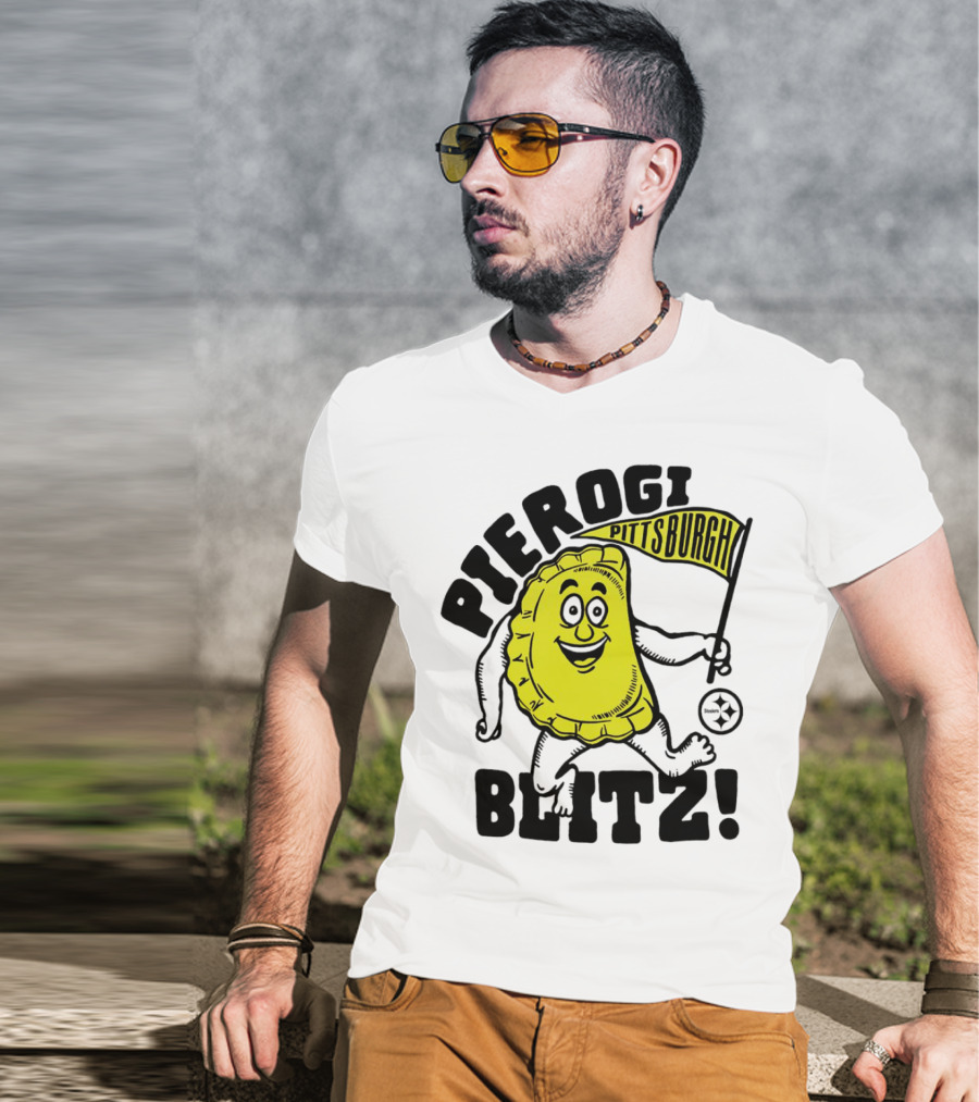 Pittsburgh Pierogi Blitz Steelers Flag T-Shirt