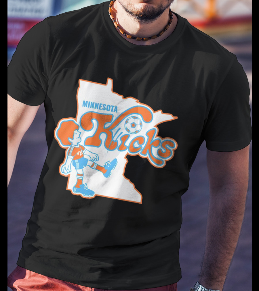 Minnesota Kicks Soccer Player In State Outline T-Shirt