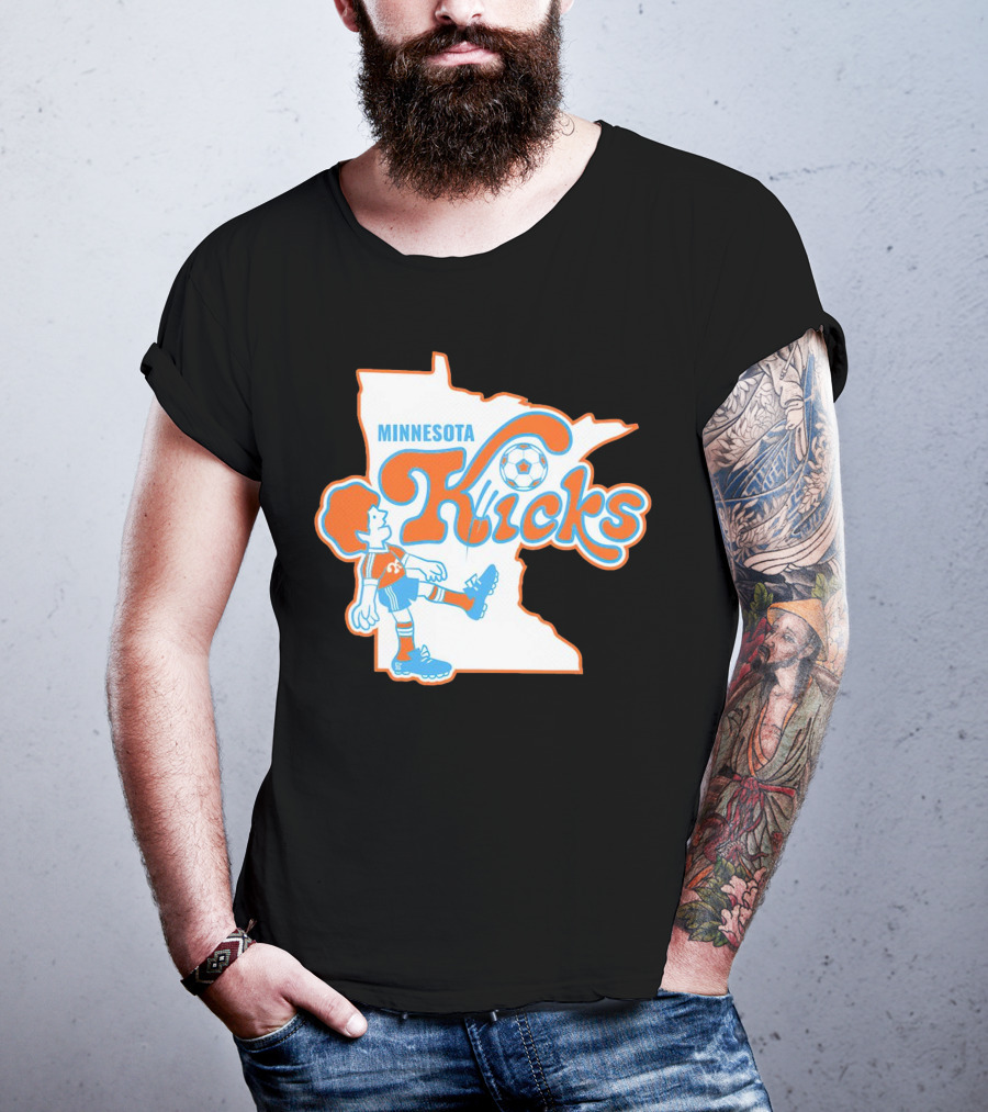 Minnesota Kicks Soccer Player In State Outline T-Shirt
