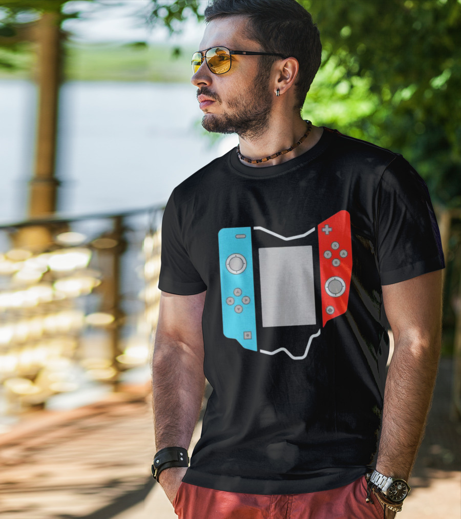 Ohio Gamepad Outline With Blue And Red Controller T-Shirt