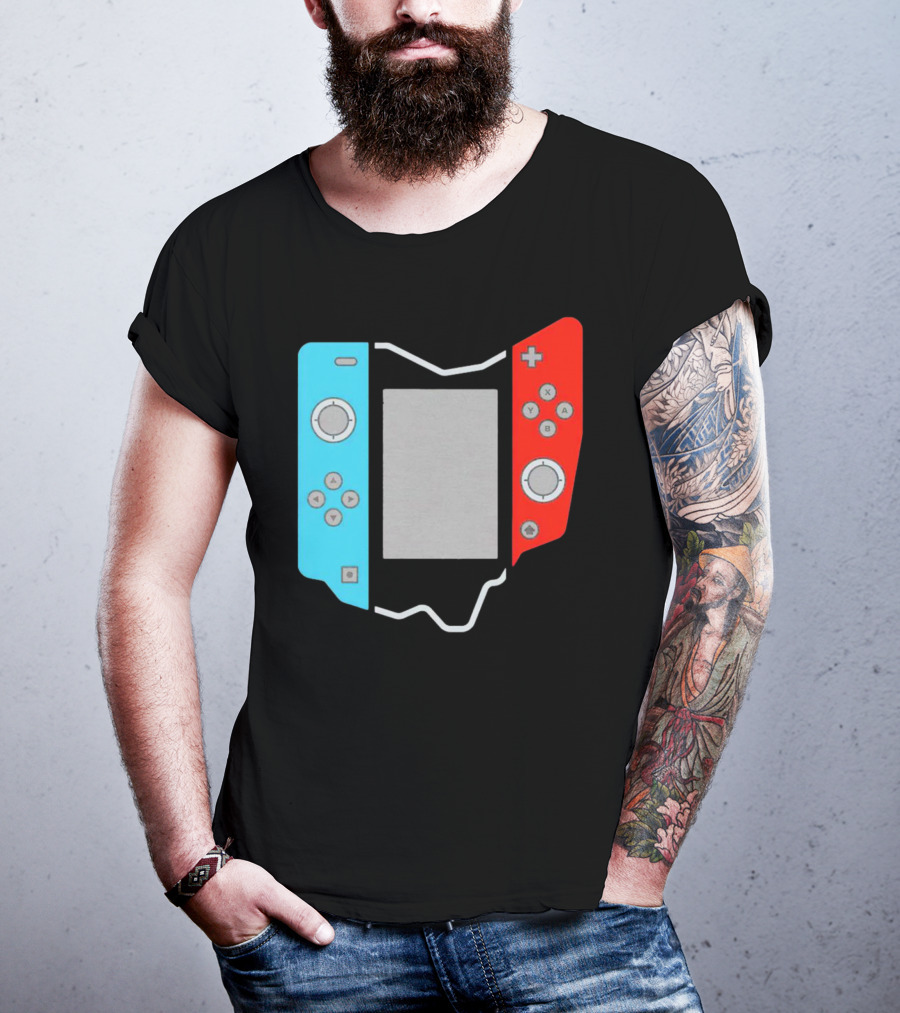 Ohio Gamepad Outline With Blue And Red Controller T-Shirt