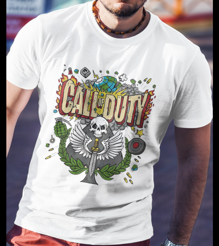 Call Of Duty Skull Halloween Gaming Icon Elements T-Shirt