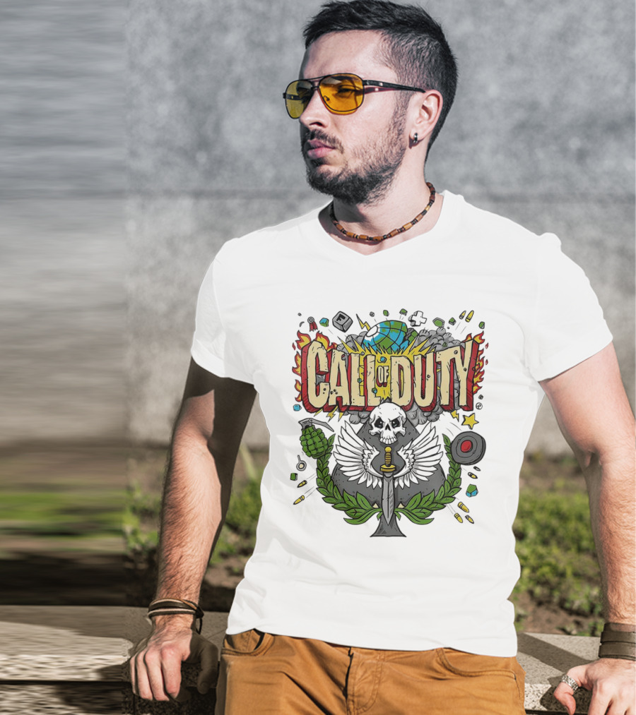Call Of Duty Skull Halloween Gaming Icon Elements T-Shirt