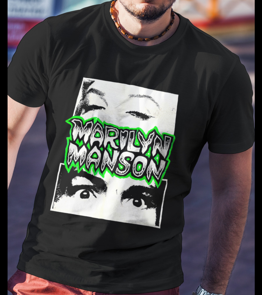 Marilyn Manson Face Illusion With Eyes Contrast T-Shirt